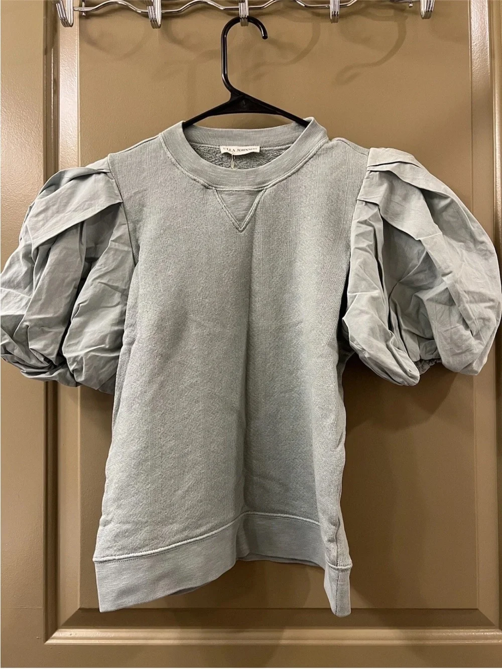 Ulla Johnson Pale Sage Puff-Sleeve Sweatshirt